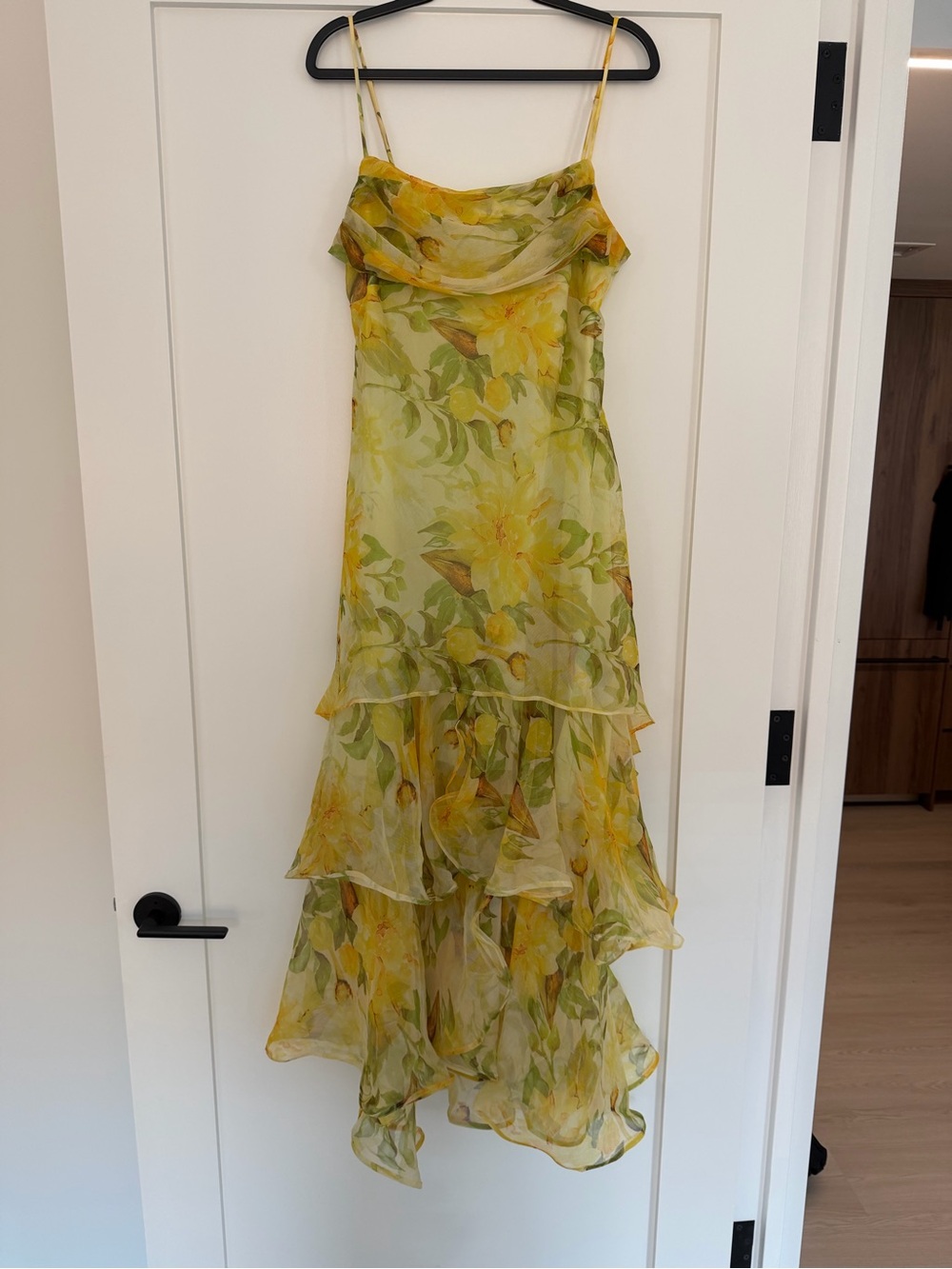 Alison Floral Tiered Drop-Waist Maxi Dress - Yellow floral / L
